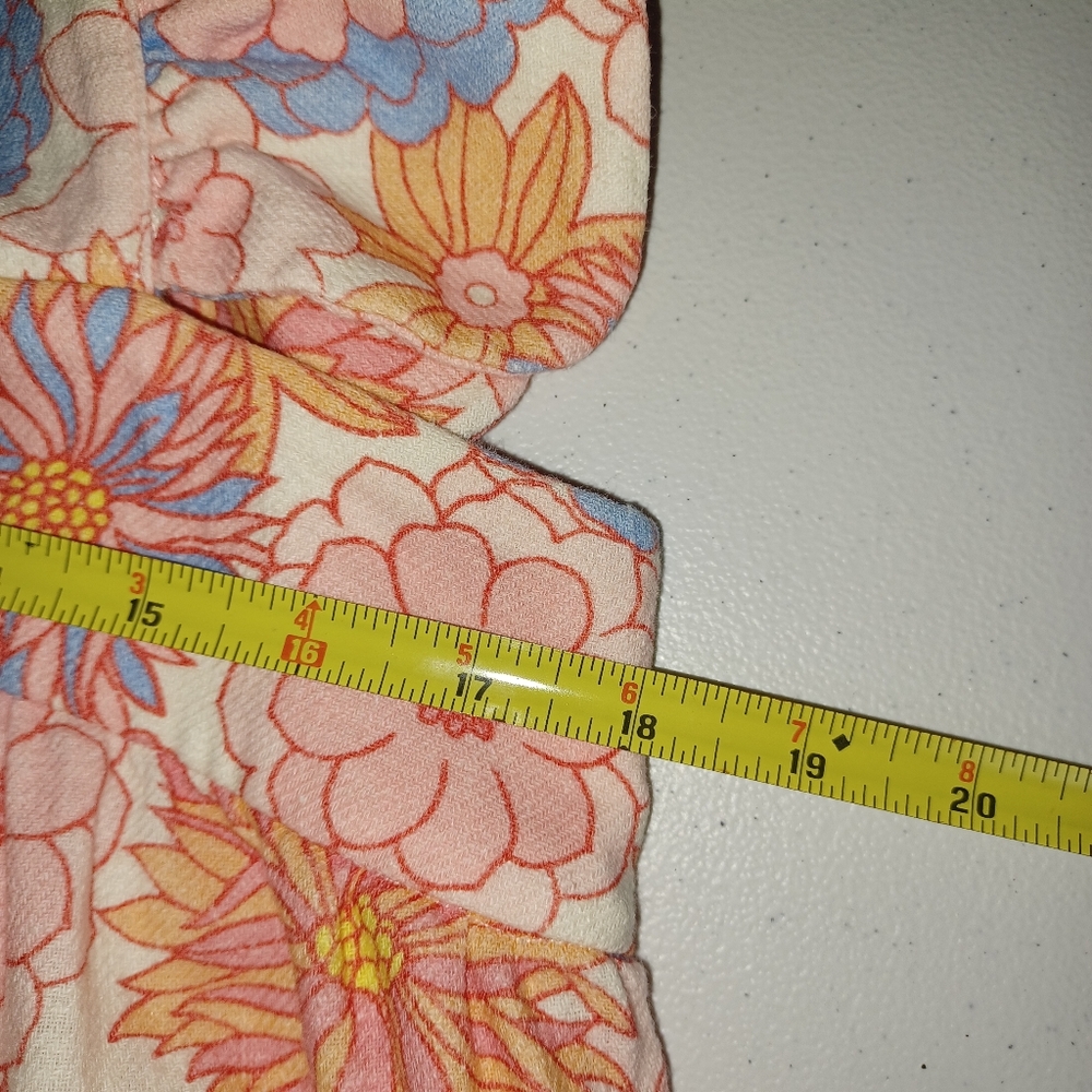 Floral Sleeveless Tuckernuck Ruffle Straps Dress 100% Linen - Picture 7 of 12